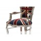 Poltrona divano barocco bandiera inglese UK argento silver