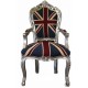 Poltrona divano barocco bandiera inglese UK argento silver