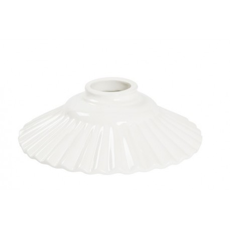 Piatto paralume ceramica plissettato 20cm bianco lampadario
